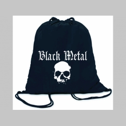 Black Metal ľahké sťahovacie vrecko ( batôžtek / vak ) s čiernou šnúrkou, 100% bavlna 100 g/m2, rozmery cca. 37 x 41 cm